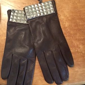 Michael Kors new leather gloves stud embellished